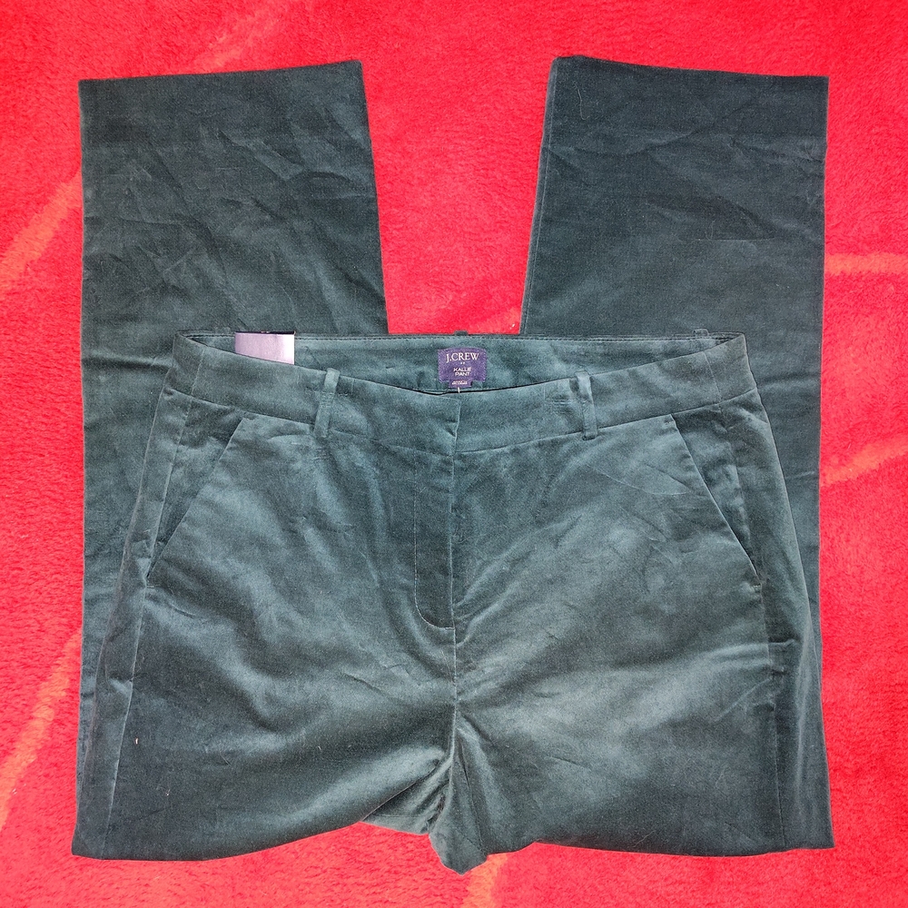 Lush Green Velour Straight Leg Pants Sz 14